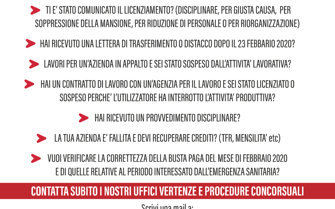 Emergenza sanitaria: la CGIL non ti lascia solo!