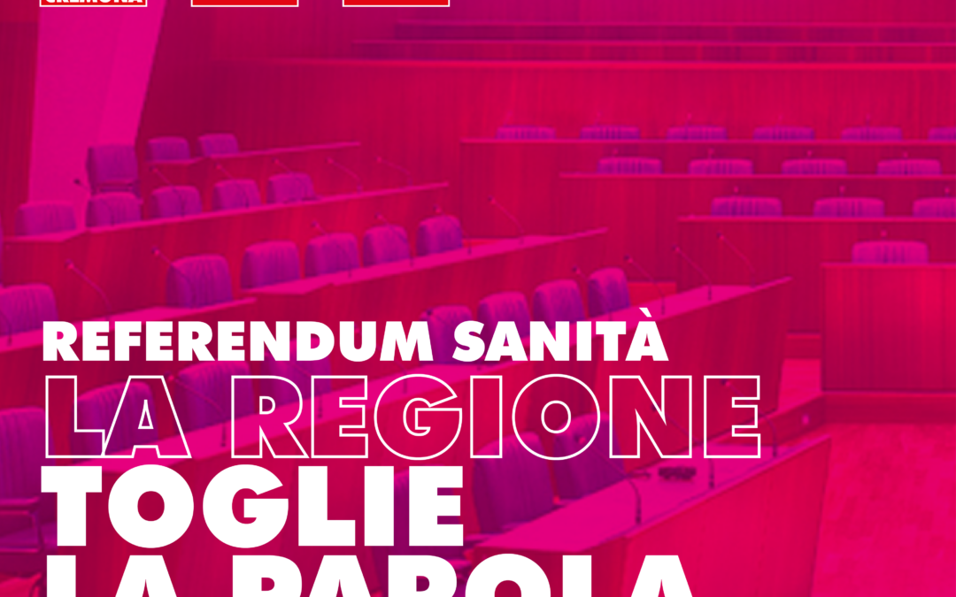 Referendum sanità: La regione toglie la parola ai cittadini!