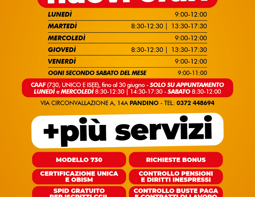 Nuovi orari e nuovi servizi a Pandino